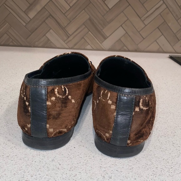GUCCI • Brown Tan Velvet Jordaan Loafer - Size 7/ 37 - Picture 4 of 10